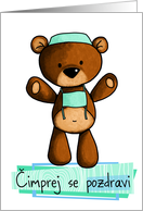 Čimprej se pozdravi - scrub bear - Get well in Slovenian card