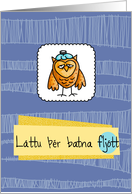 Lttu r batna fljtt - owl - Get well in Icelandic card