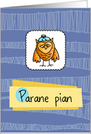 Parane pian - owl - Get well in Finnish card