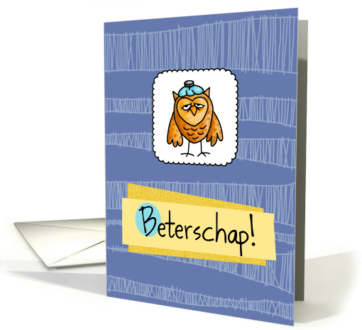 Beterschap - owl - Get well in Dutch card (847034)