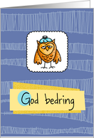 God bedring - owl - Get well in Danish and Norwegian card