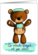 Go mbodh biseach ort gan mhoill! - bear - Get well in Irish Gaelic card