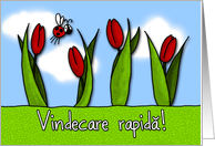 Vindecare rapidă - tulips - Get well in Romanian card