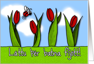 Lttu r batna fljtt! - tulips - Get well in Icelandic card