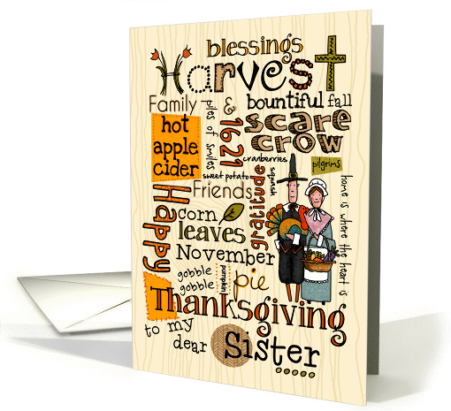 Sister - Thanksgiving - Word Cloud card (855155)