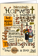 Mom and Step Dad - Thanksgiving - Word Cloud card