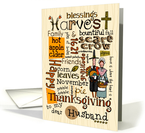 Husband - Thanksgiving - Word Cloud card (855178)