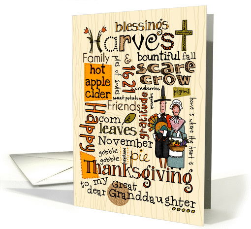 Great Granddaughter - Thanksgiving - Word Cloud card (855184)