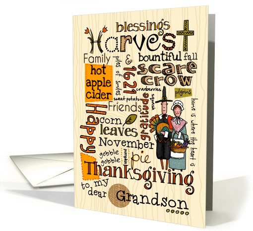 Grandson - Thanksgiving - Word Cloud card (855188)
