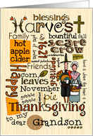 Grandson - Thanksgiving - Word Cloud card