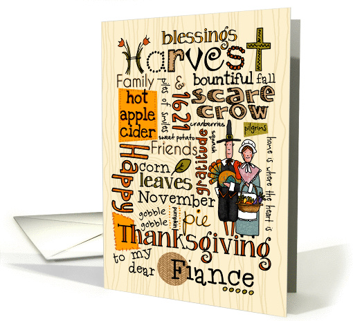 Fiance - Thanksgiving - Word Cloud card (855198)