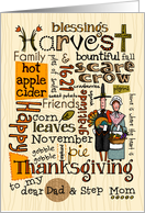 Dad & Step Mom - Thanksgiving - Word Cloud card