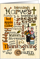 Cousin - Thanksgiving - Word Cloud card