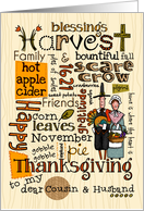 Cousin & Husband - Thanksgiving - Word Cloud card