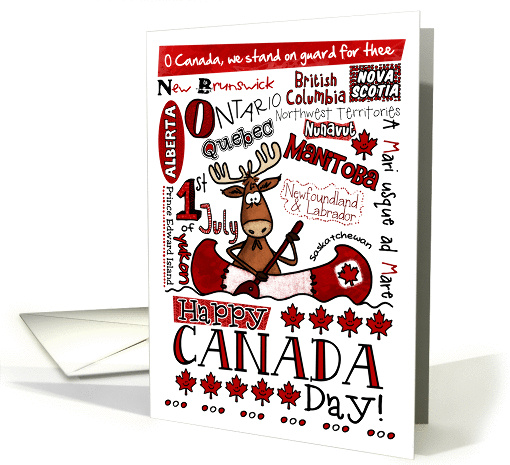 Happy Canada Day - Moose in canoe card (855926)
