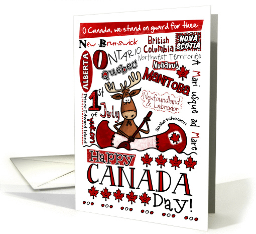 Happy Canada Day - Moose in canoe card (855926)