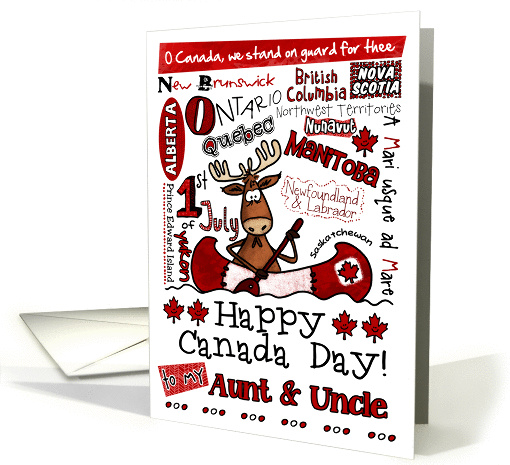 Aunt & Uncle - Happy Canada Day - Canoe moose card (856717)