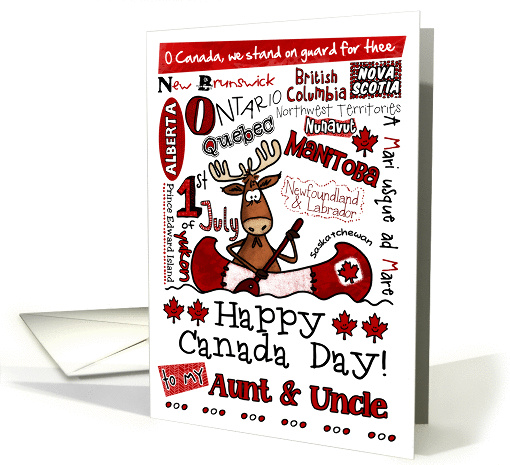 Aunt & Uncle - Happy Canada Day - Canoe moose card (856717)