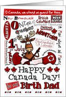 Birth Dad - Happy Canada Day - Canoe moose card