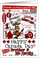 Brother & his family - Happy Canada Day - Canoe moose card