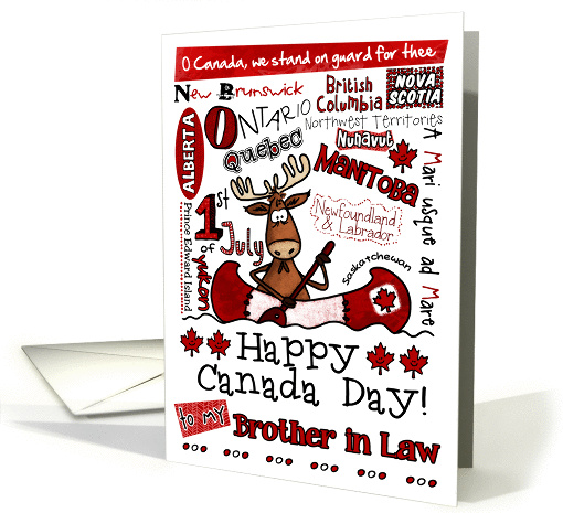 Brother in Law - Happy Canada Day - Canoe moose card (856725)