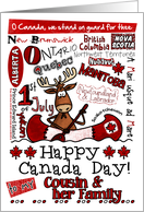 Cousin & her family - Happy Canada Day - Canoe moose card
