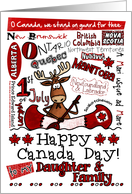 Daughter & Family - Happy Canada Day - Canoe moose card