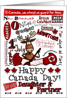Daughter & Partner - Happy Canada Day - Canoe moose card