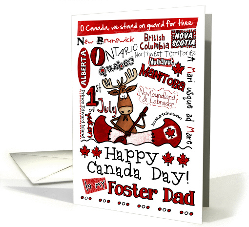 Foster Dad - Happy Canada Day - Canoe moose card (857482)