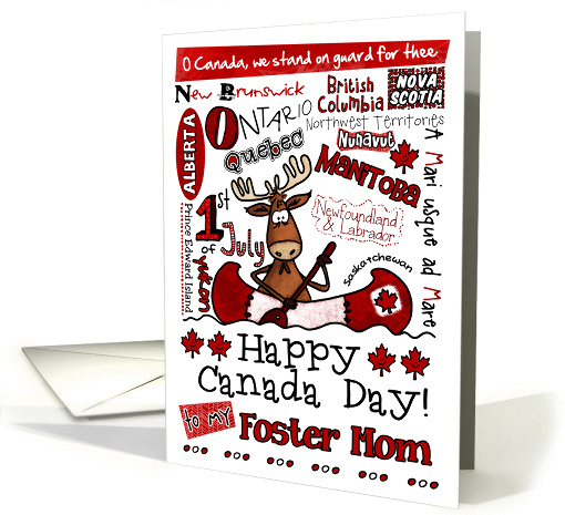 Foster Mom - Happy Canada Day - Canoe moose card (857483)