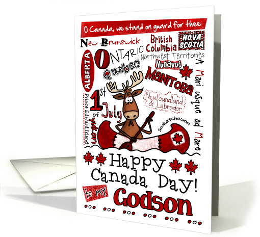 Godson - Happy Canada Day - Canoe moose card (857493)