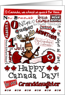 Granddaughter - Happy Canada Day - Canoe moose card
