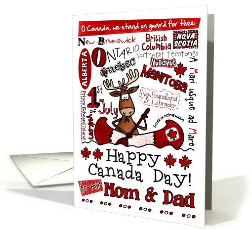 Mom and Dad - Happy Canada Day - Canoe moose card (857509)