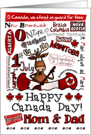 Mom and Dad - Happy Canada Day - Canoe moose card