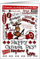 Nephew & Wife - Happy Canada Day - Canoe moose card