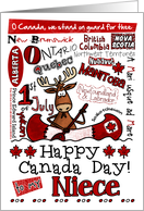 Niece - Happy Canada Day - Canoe moose card