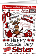 Sister - Happy Canada Day - Canoe moose card