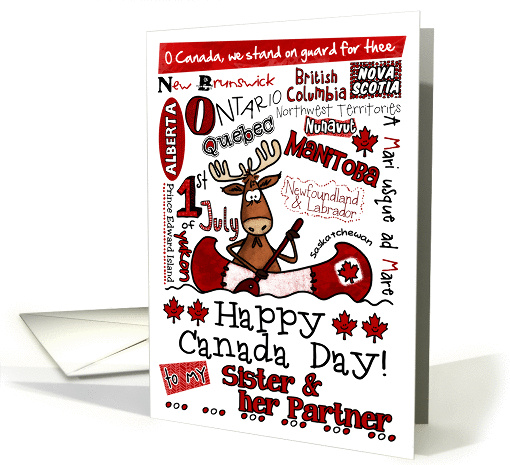 Sister & Partner - Happy Canada Day - Canoe moose card (857537)