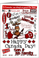 Son & his Family - Happy Canada Day - Canoe moose card