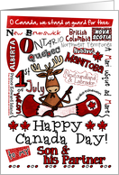 Son & his Partner - Happy Canada Day - Canoe moose card