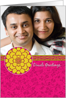 Bright Flower with Sari Pattern - Diwali Customized Photo card