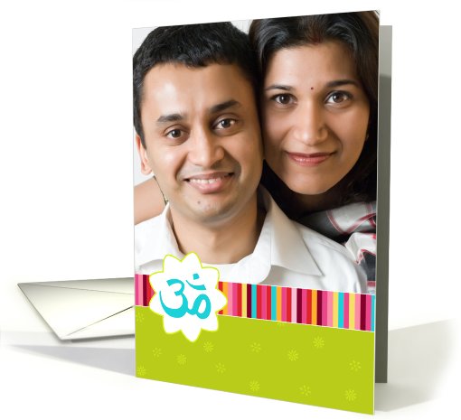 Ohm with Colorful Stripes - Diwali Customized Photo card (857639)