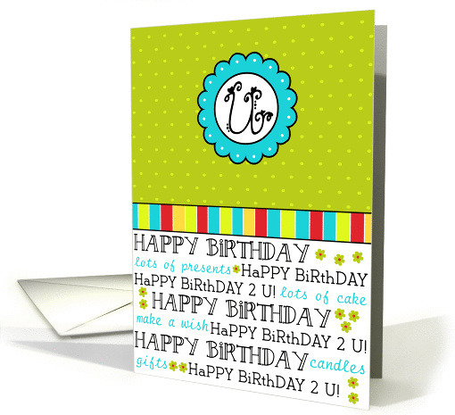 Birthday Monogram - Letter U card (858624)