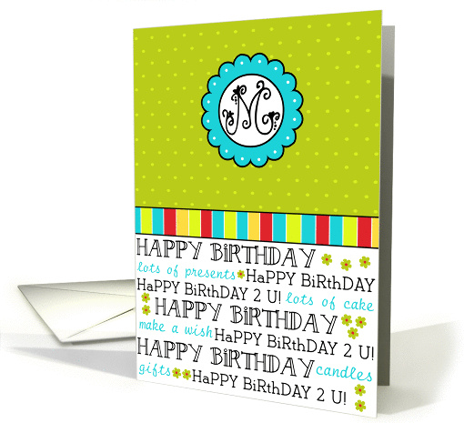 Birthday Monogram - Letter M card (858692)