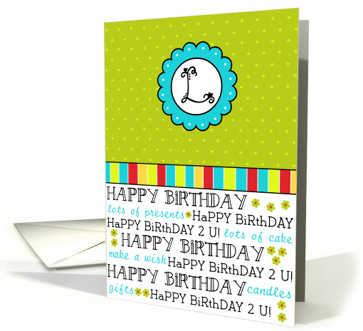 Birthday Monogram - Letter L card (858694)