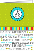 Birthday Monogram - Letter A card