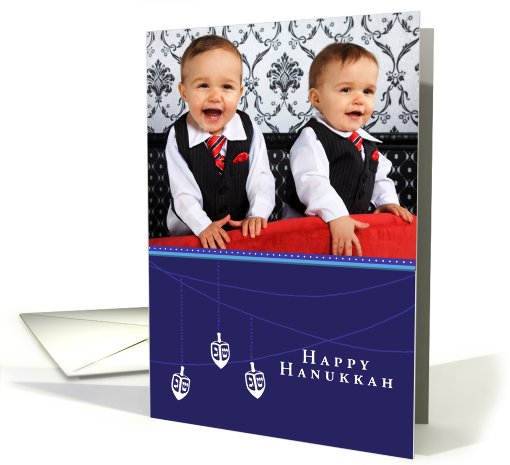 Hanukkah Three Dreidel - Customized Photo card (859029)