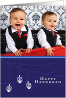 Hanukkah Three Dreidel - Customized Photo card