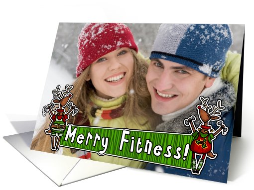 Christmas - Merry Fitness reindeer Customized Photo card (859738)