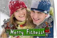 Christmas - Merry Fitness reindeer Customized Photo card